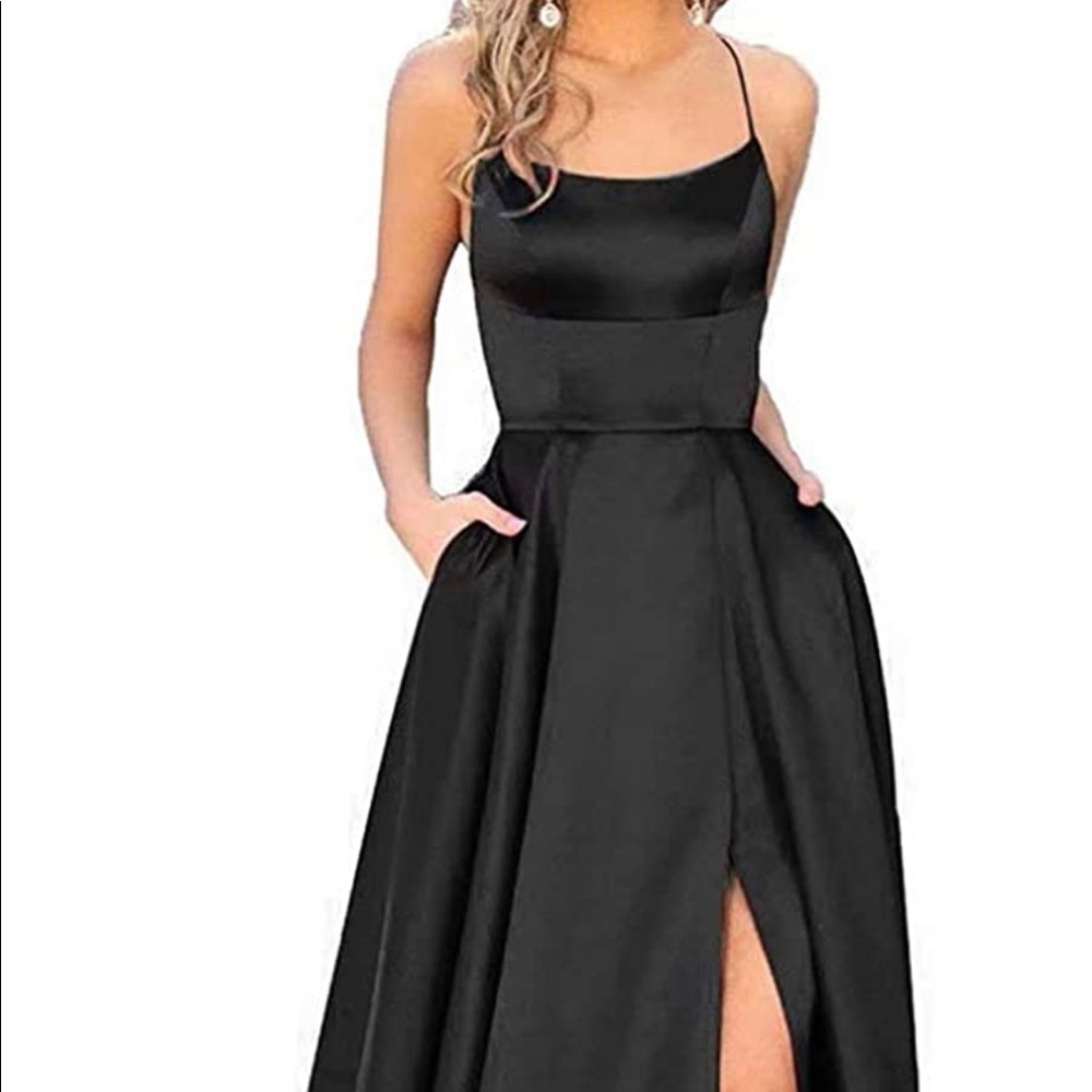 Black long dress open back